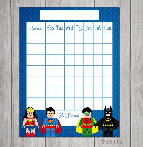 Superhero Sticker Chart Printable