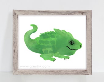 Handprint Alphabet Art - Iguana - Instant Download