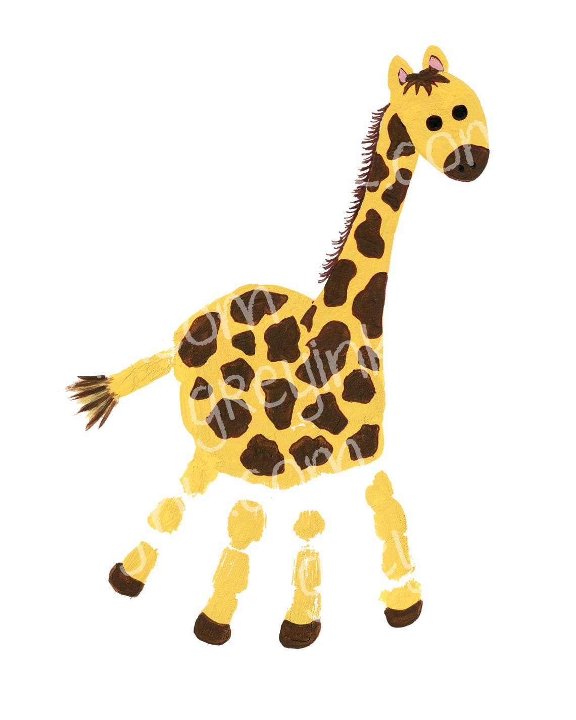 Handprint Alphabet Art Giraffe Instant Download Etsy