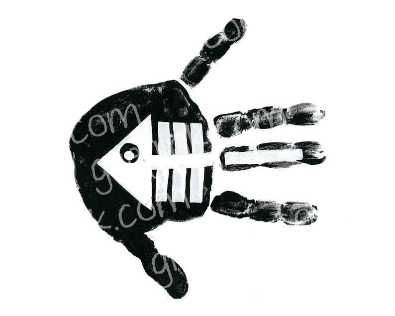Handprint Alphabet Art X Ray Fish Instant Download Etsy
