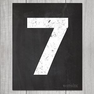 Vertical Simple Chalk Number First Day of School Sign - Birthday Sign - 7 - Seven - 7th Birthday - Seventh Grade
