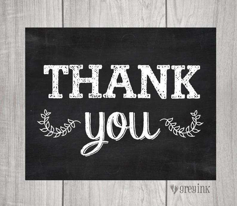 THANK YOU 8x10 Printable Chalkboard Sign Instant Digital Etsy