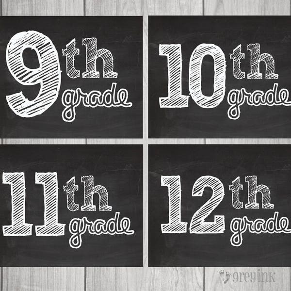 FOUR SIGNS! (9TH - 12TH grade) Chalkboard Back to School - First Day of School