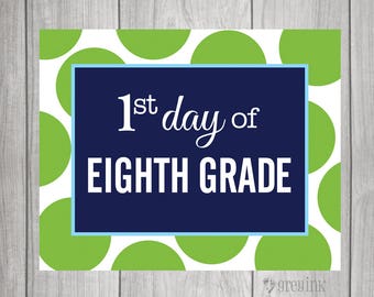 8TH GRADE First Day & Last Day of School signs - Polka dot Background