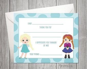 Fill In the Blank Thank You Notes - Frozen Themed