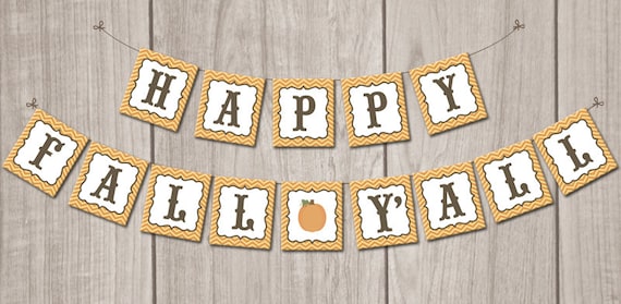 HAPPY FALL Y'ALL Printable Banner Instant Download | Etsy
