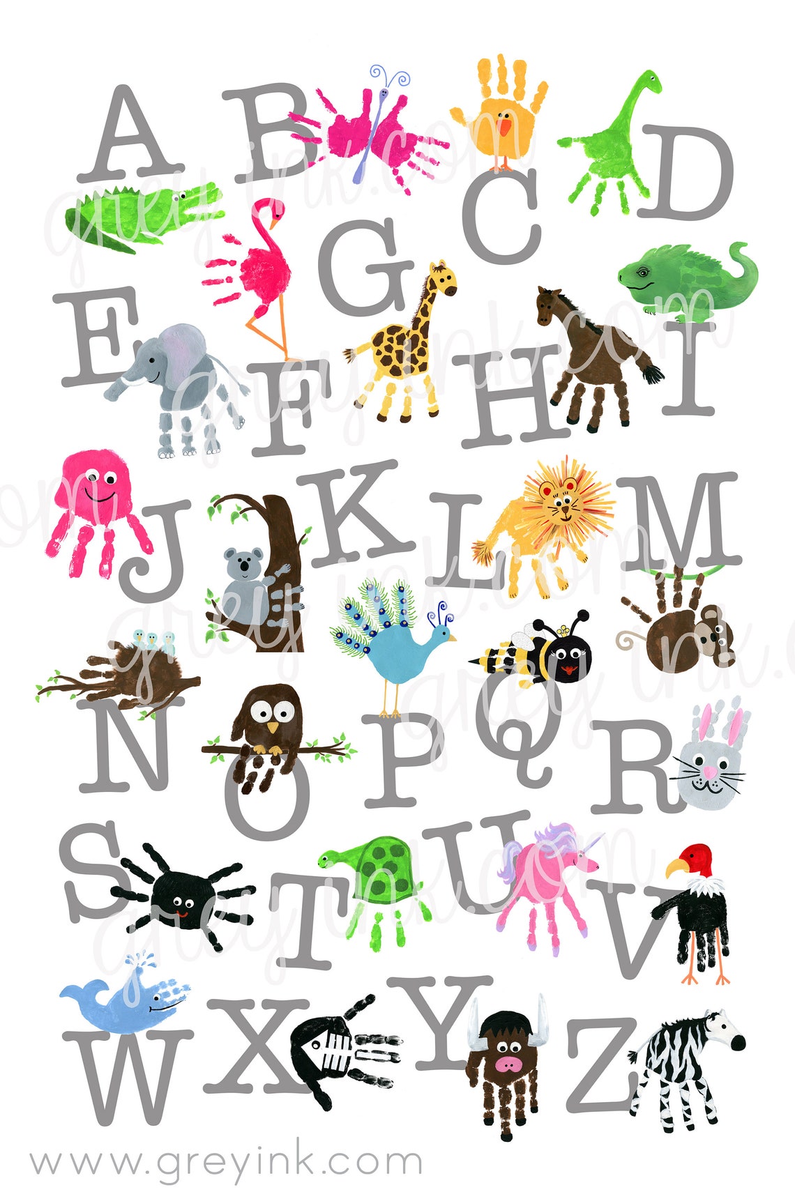 24x36 Handprint Alphabet Art Poster digital File - Etsy