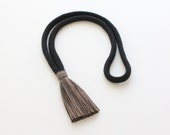 RYE Necklace | black cotton rope with variegated sumi-dyed cotton yarn tassel