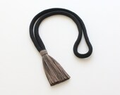 RYE Necklace | black cotton rope with variegated sumi-dyed cotton yarn tassel