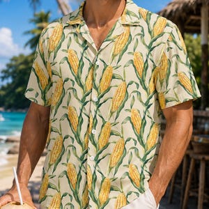 Corn Hawaiian Shirt, Corn Aloha Button Down, Funny Farmer Gift for Men Women, Summer Farm Outfit, Farm Life Shirt, Farmer Gift