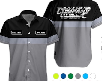 Maglietta hawaiana personalizzata con nome e numero di telefono per meccanico, uniforme per riparazione auto, maglietta da lavoro con nome, regalo per officina, regalo per meccanico, regalo per la festa del papà