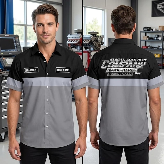 Mechanic Shirt, Custom Name Phone Mechanic Hawaii Shirt, Auto Repair Uniform, Garage Gift, Mechanic Gift, Father's Day Gift, Worak Shirt