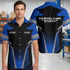 Unisex Uniform Mechanic Shirt, Custom Name Phone Number Mechanic Hawaii Shirt, Auto Repair, Garage Gift, Mechanic Gift, Father's Day Gift,