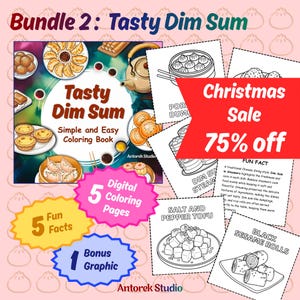 Bundle 2 | Tasty Dim Sum Simple and Easy Coloring Book for Kids and Adults
