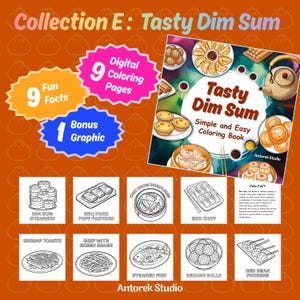 Collection E | Tasty Dim Sum Simple and Easy Coloring Book for Kids and Adults