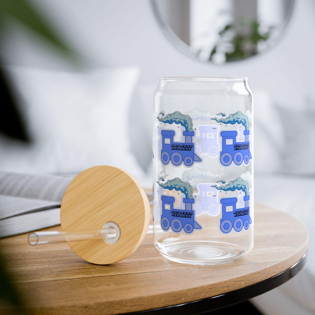 Blue Hot Mess Express Train Pattern Sipper Glass | 16oz - Etsy