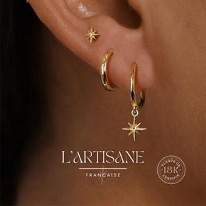 Set of 3 18K gold-plated celestial star earrings, Valentine's Day gift for women, wedding jewelry set, stacking earlobe and cartilage piercing