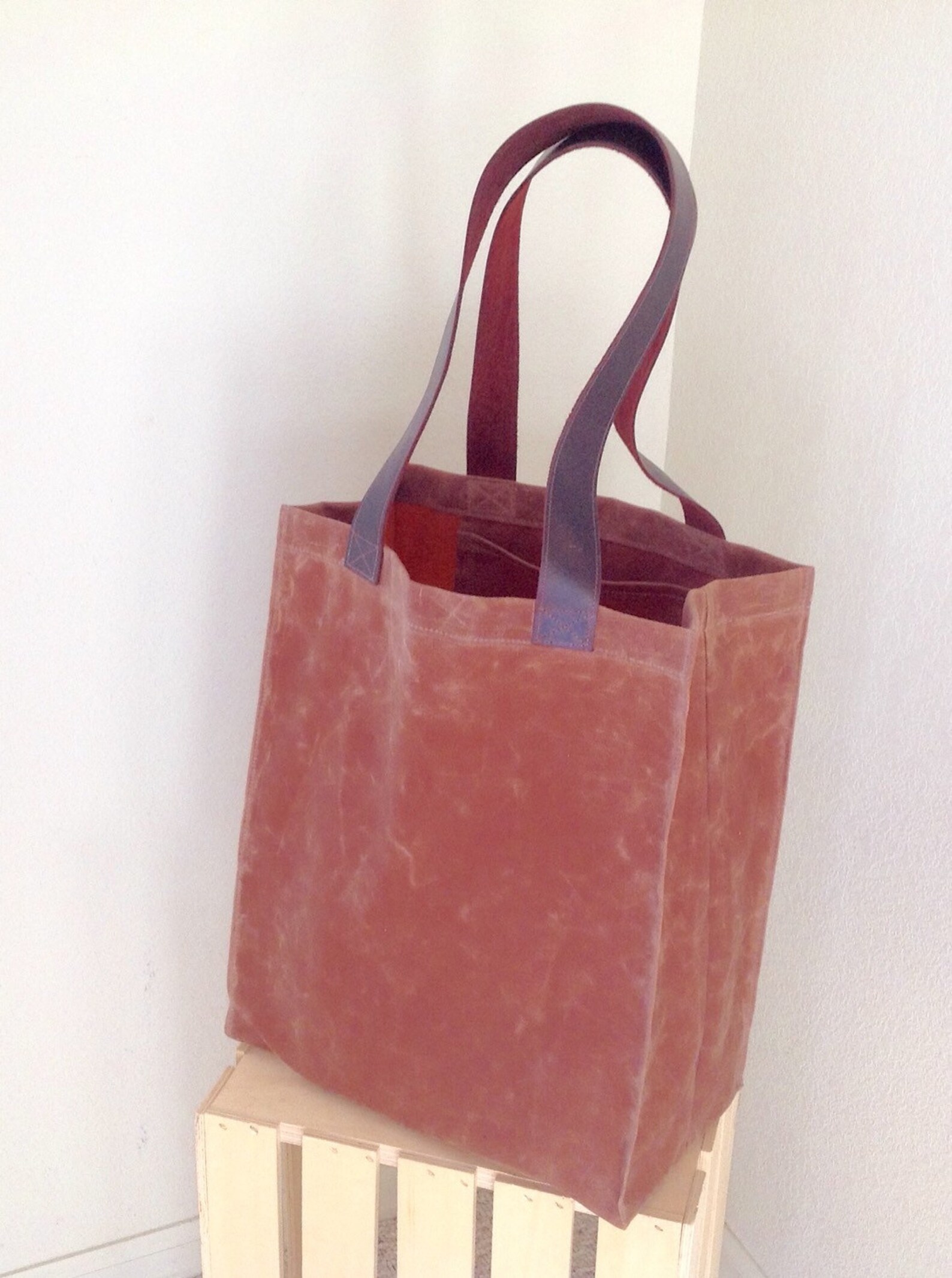 Waxed Canvas Simple Tote Waxed Canvas Shopper - Etsy