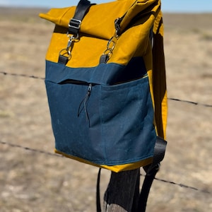 Waxed Canvas Roll-Top Backpack - Roll-Top Rucksack - Day Pack