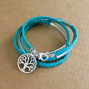 Leather braid wrap bracelet