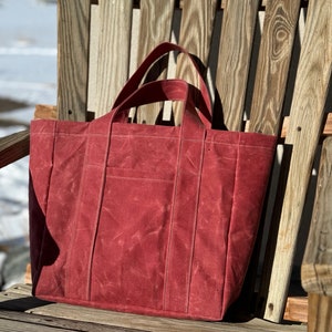 Waxed Canvas Tote- Work Tote- Vegan Tote- Market Bag- Waxed Canvas Bag