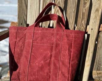 Waxed Canvas Tote- Work Tote- Vegan Tote- Market Bag- Waxed Canvas Bag