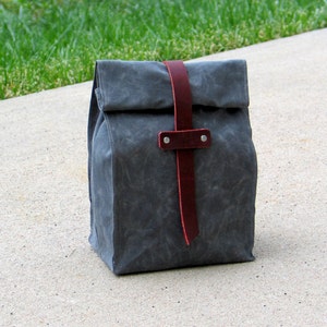 Waxed Canvas and Leather Lunch Tote Waxed Canvas Lunch Bag