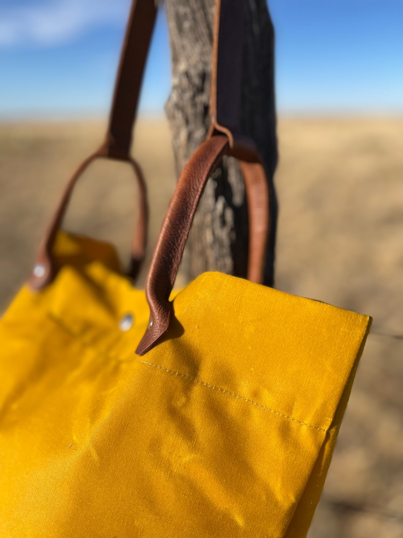 Waxed Canvas Tote Waxed Canvas and Leather Tote image 3