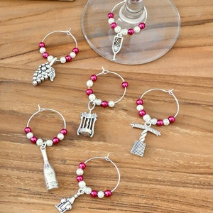 Wine Glass Charms - Champagne Glass Charms- Wine Themed Charms