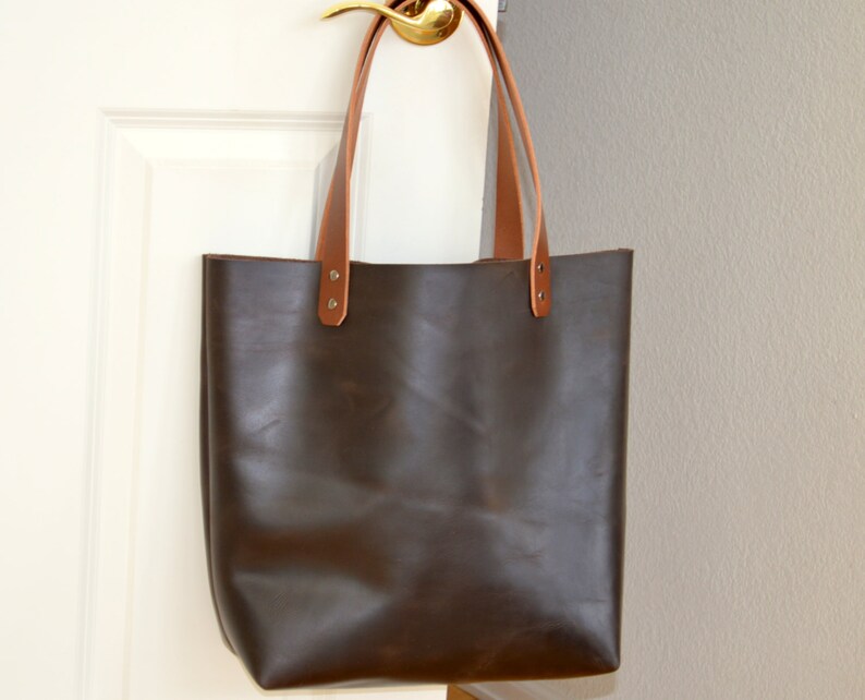Leather Tote Leather Shopper Leather Bag Etsy