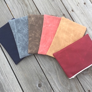 Waxed Canvas Pencil Case Waxed Canvas Zippered Case Waxed Canvas Cosmetics Case