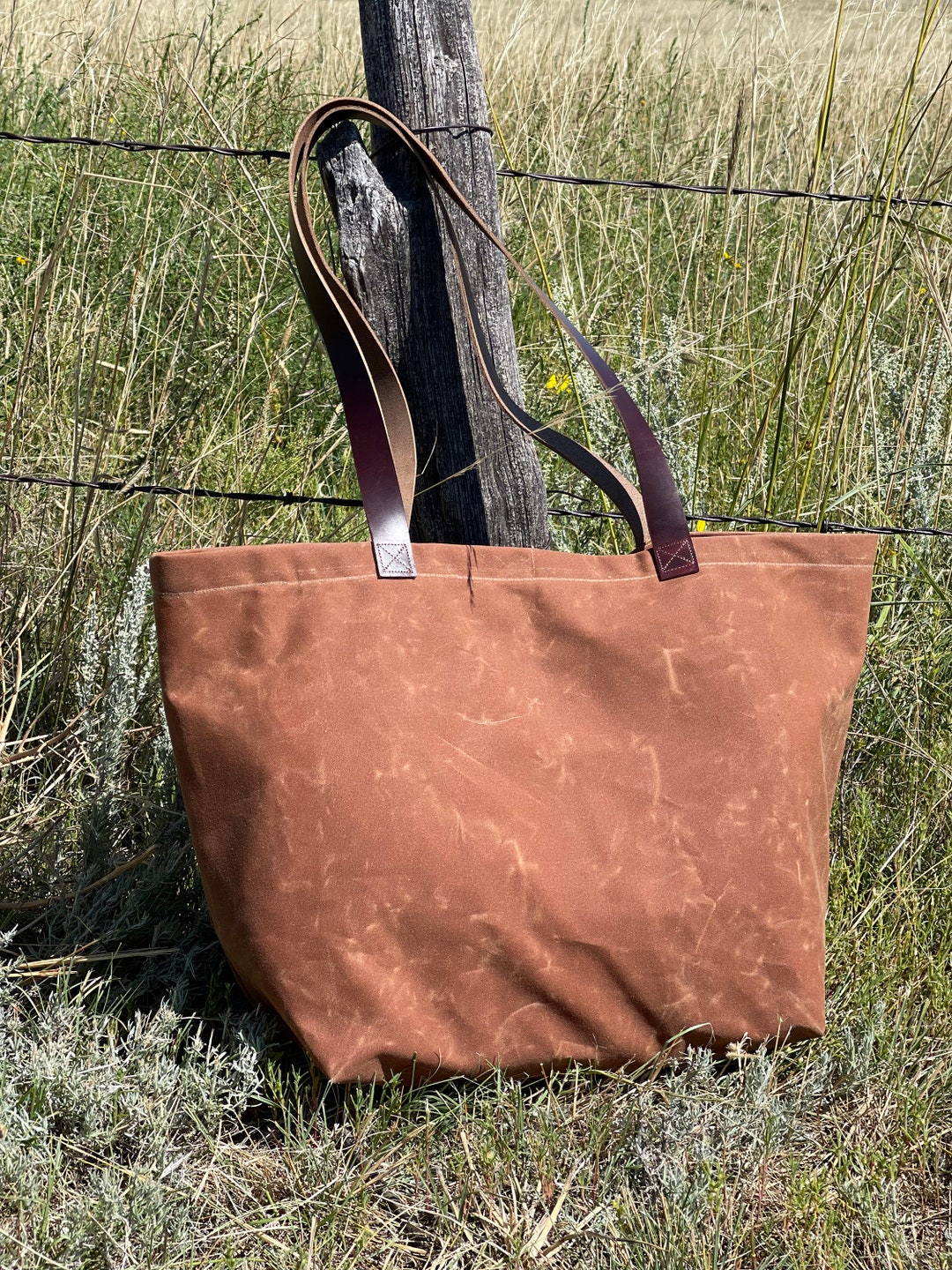 Large Waxed Canvas Tote Waxed Canvas and Leather Tote Waxed - Etsy