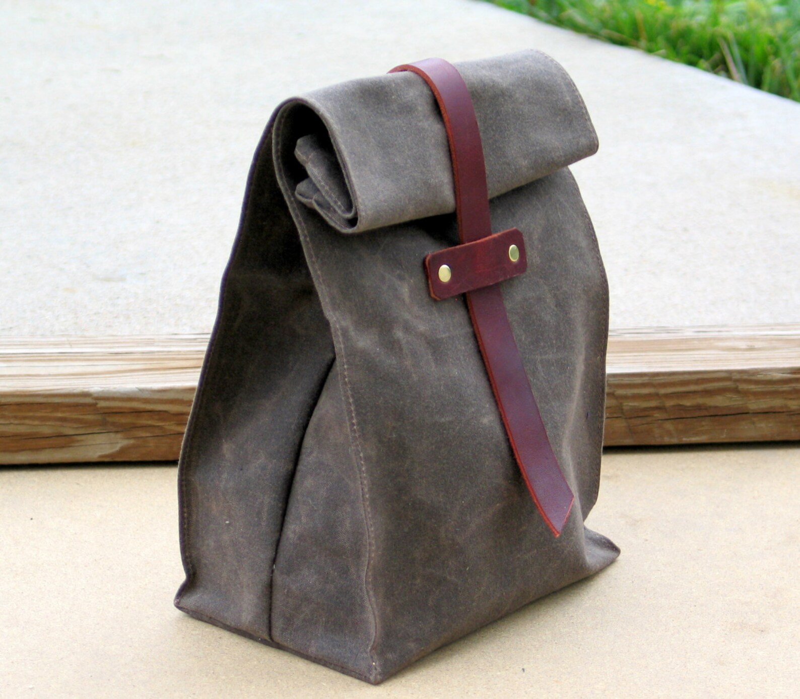 Waxed Canvas and Leather Lunch Tote Waxed Canvas Lunch Bag