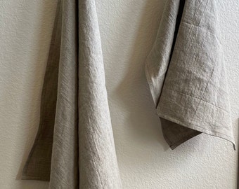 Set of Two- Linen Bath and Hand Towel Set - Linen Spa Towel Set- Earth Friendly Linen Towel Set