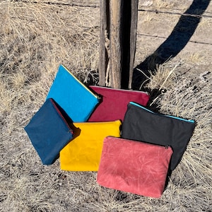 Estuche utilitario de lona encerada - Cartera de lona encerada - Estuche de lona encerada - Estuche con cremallera