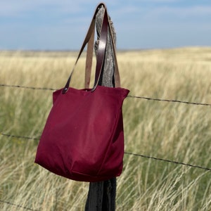 Large Waxed Canvas Tote- Waxed Canvas and Leather Tote- Waxed Canvas Holdall- Four Colors