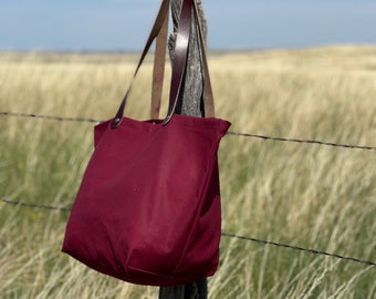 Large Waxed Canvas Tote- Waxed Canvas and Leather Tote- Waxed Canvas Holdall