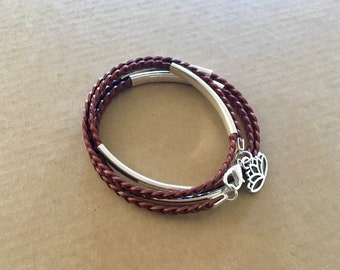 Leather braid wrap bracelet