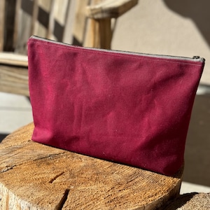 Estuche de lona encerada - Cartera de lona encerada - Bolsa de lona encerada - Estuche de lona encerada con cremallera