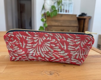 Vintage Textile Pencil Pouch- Zipper Case- Zipper Pencil Pouch