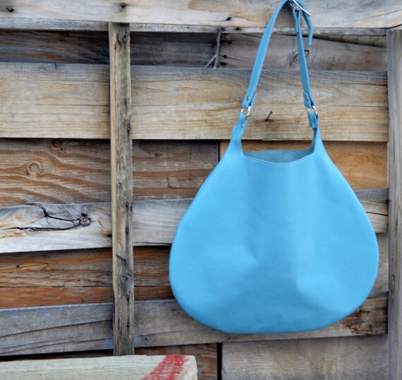 The Moon Tote Minimalist Leather Tote in Light Blue | Etsy