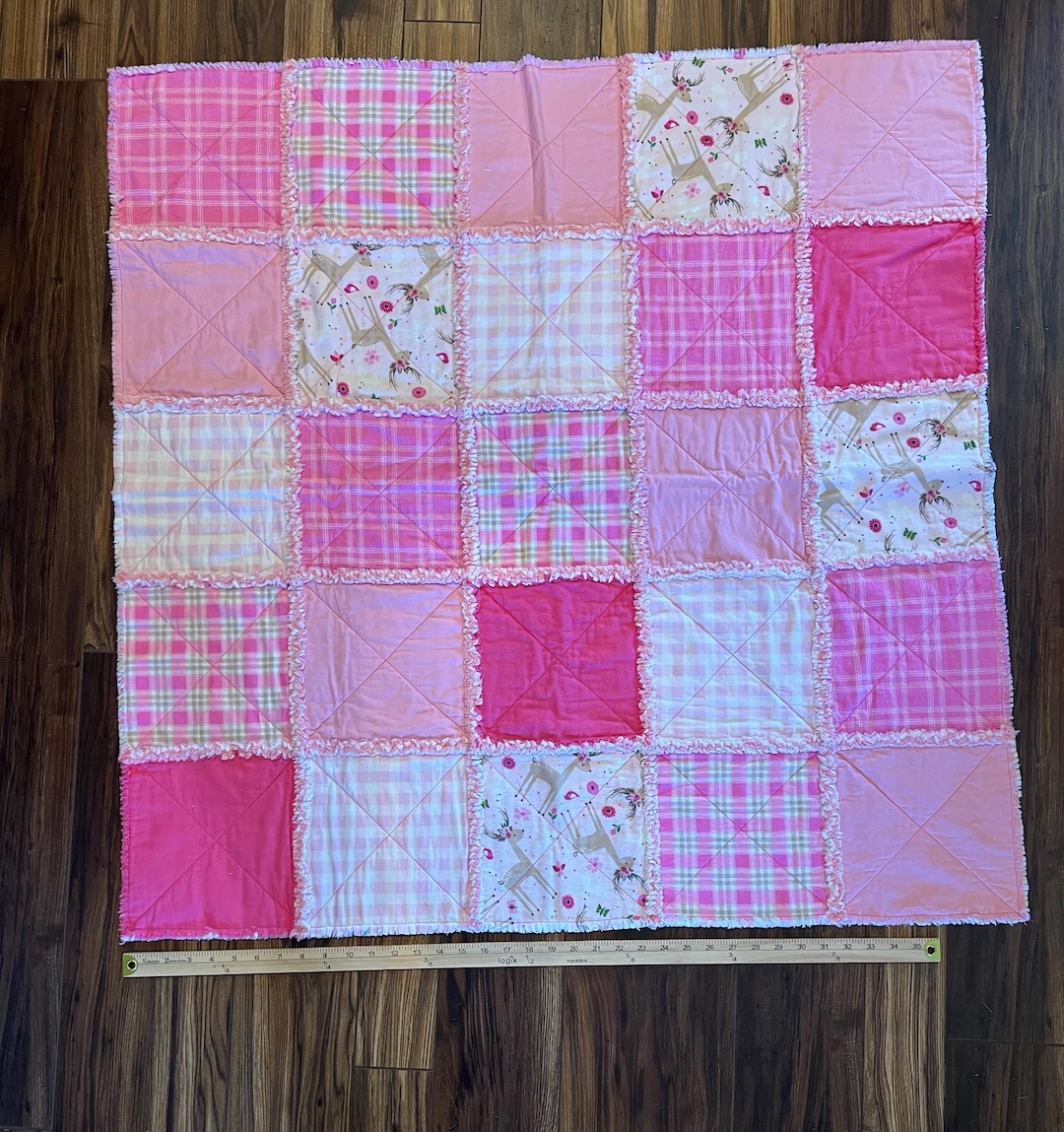 Pink Rag Quilts Baby Girl Rag Quilt, Pink, Floor Blanket, Flannel, Soft - Etsy
