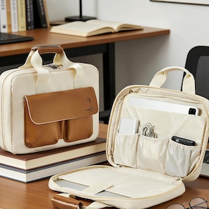 Personalized Laptop Bag – Shockproof, Padded Carry Case for MacBook 13–14.2", Minimalist Patchwork Design, Custom Name Option