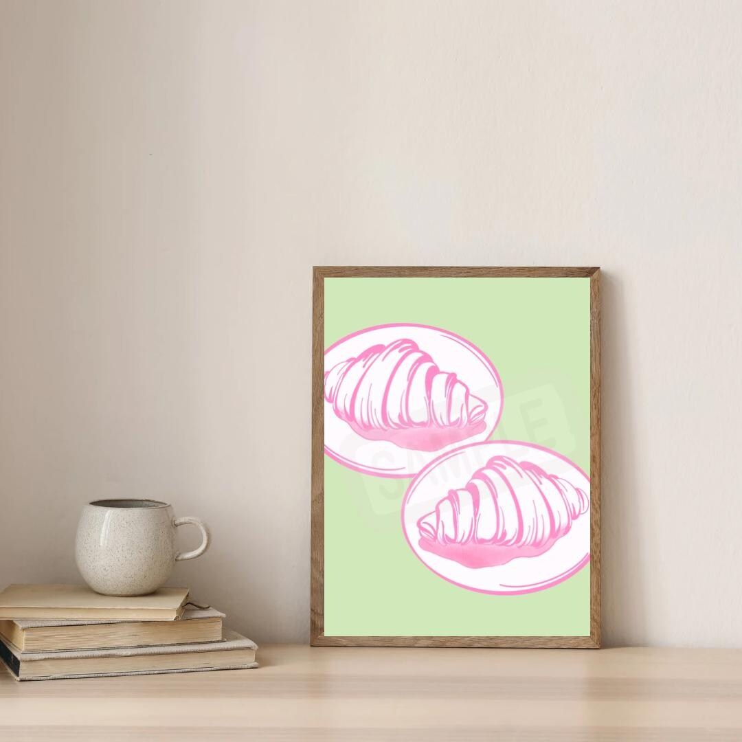 Pastry O’clock - Croissant Digital Download, A4, Hand-drawn, Wall Art ...