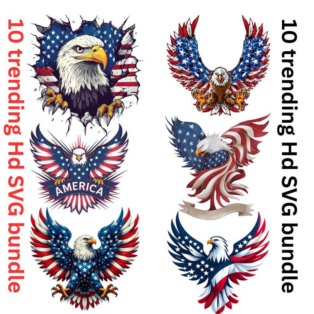 American Flag Bald Eagle SVG Bundle | 4th of July SVG Bundle ...