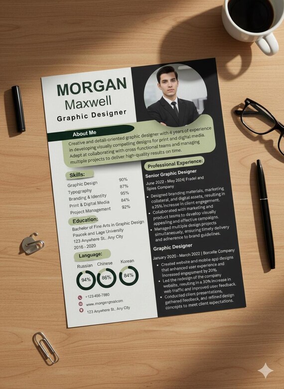 Modern Graphic Designer Resume Template 2026 | Creative Canva CV | Editable Resume word PDF