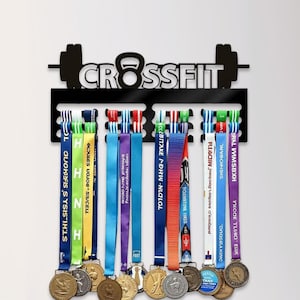 CrossFit Medal Hanger – Wall-Mounted Weight & Kettlebell Fitness Display Rack for Workout Awards, Ribbons  Achievement Medals Organizer