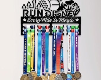 Personalized Run Disney Every Mile is Magic Metal Medal Holder, RunDisney Medal Hanger, Running Medal Holder, Sports Runner Gifts Athletes