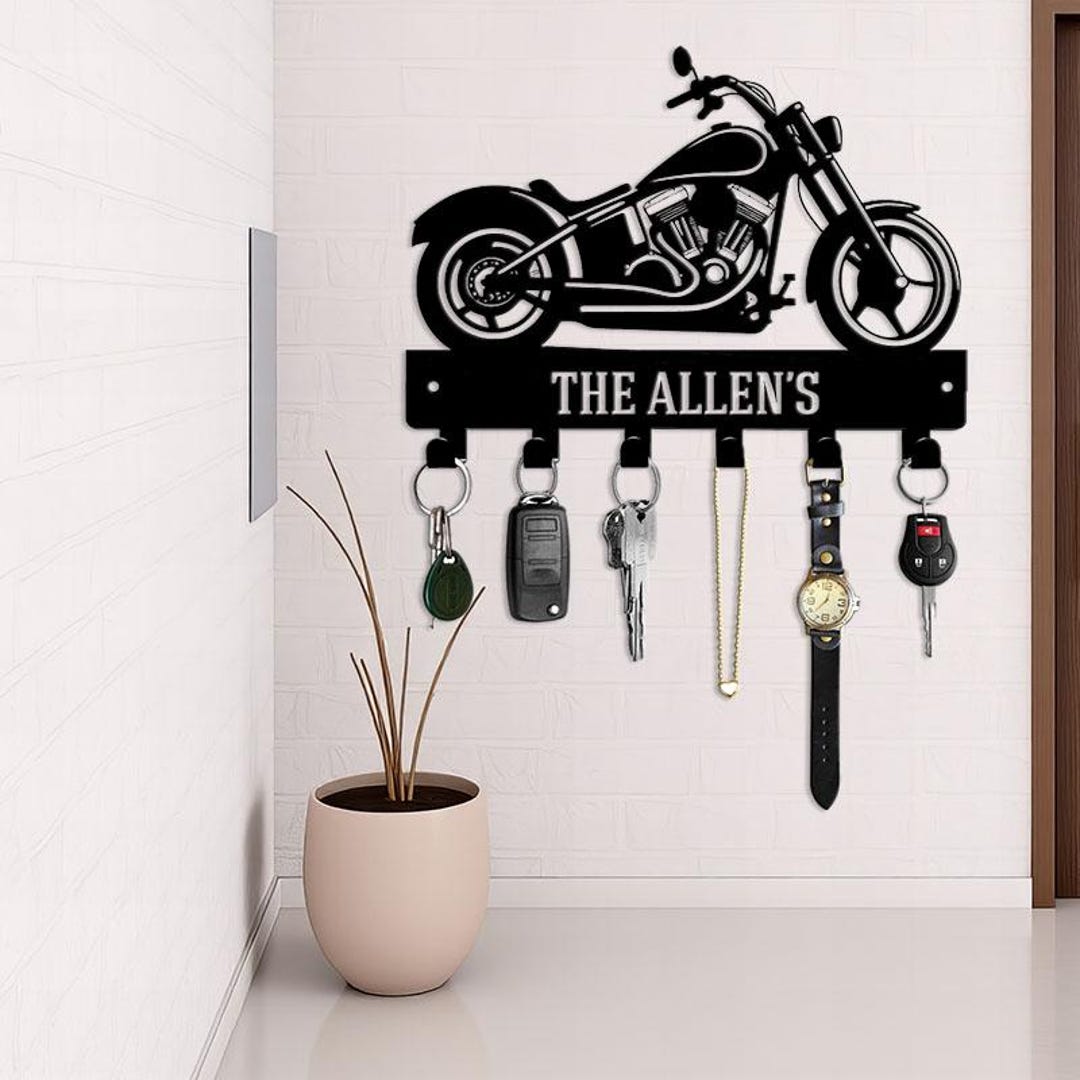 Motorcycle Key Holder, Wall-mounted Metal Organizer With Bike ...
