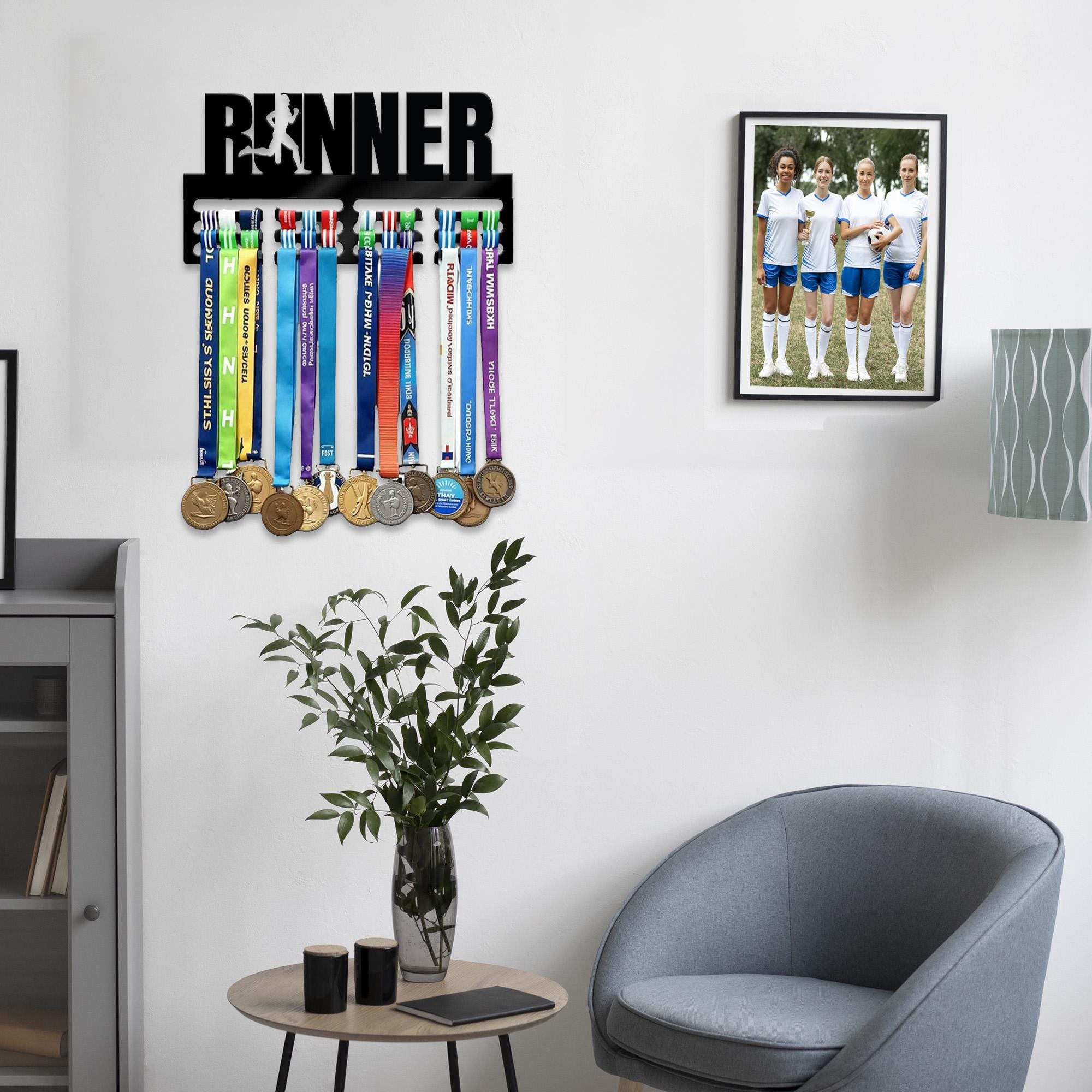 Runner Medal Rack Runner Medal Hanger Wall Display, Marathon Medal Display Rack, Race ...
